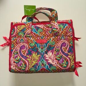 Vera Bradley Red and Purple Travel Bag with Paisley Embroidery